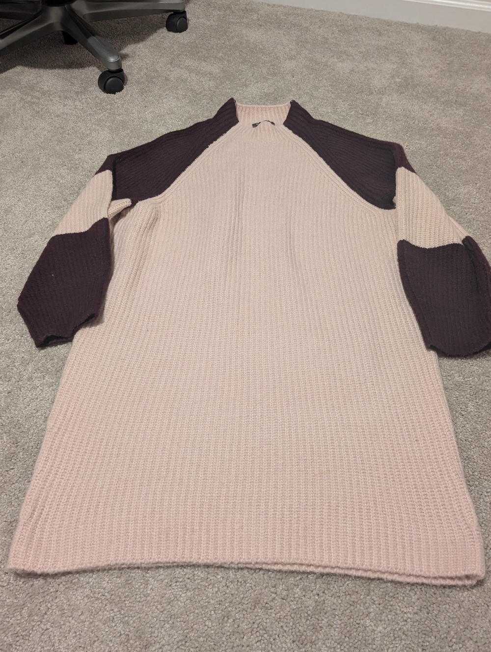 Express Truffle Pink Colorblock Mock Neck Shift Sweater Dress Large